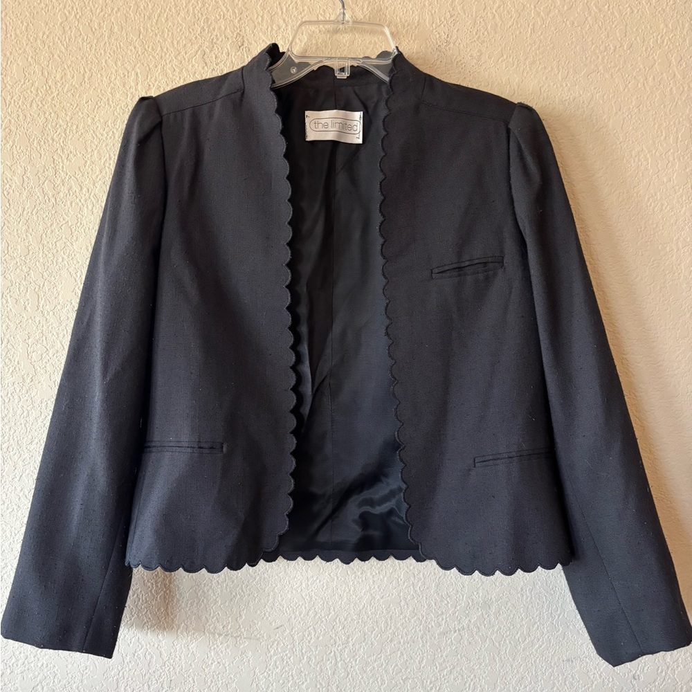 The Limited Vintage‎ Black Scalloped Blazer Black Size 12